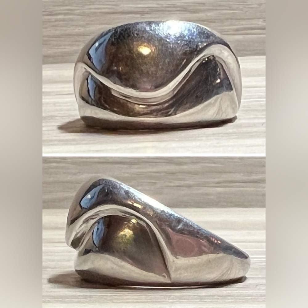 Modernist Italian Sterling Silver Puffy Sculpted Electroform Ring, Size 8